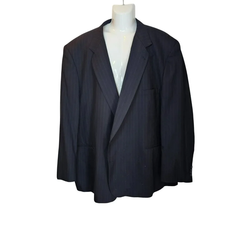 Robert Kent Wool Blazer 100%‎ Wool | 2-Button Pinstripe Suit Jacket 29x27
